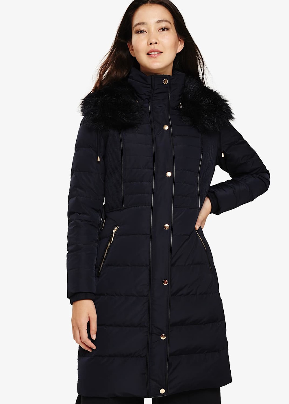 Phase eight gretyl illusion panel puffer coat navy shop
