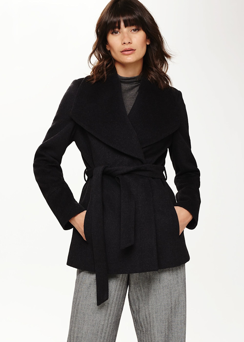 Nicci Short Belted Wool Coat