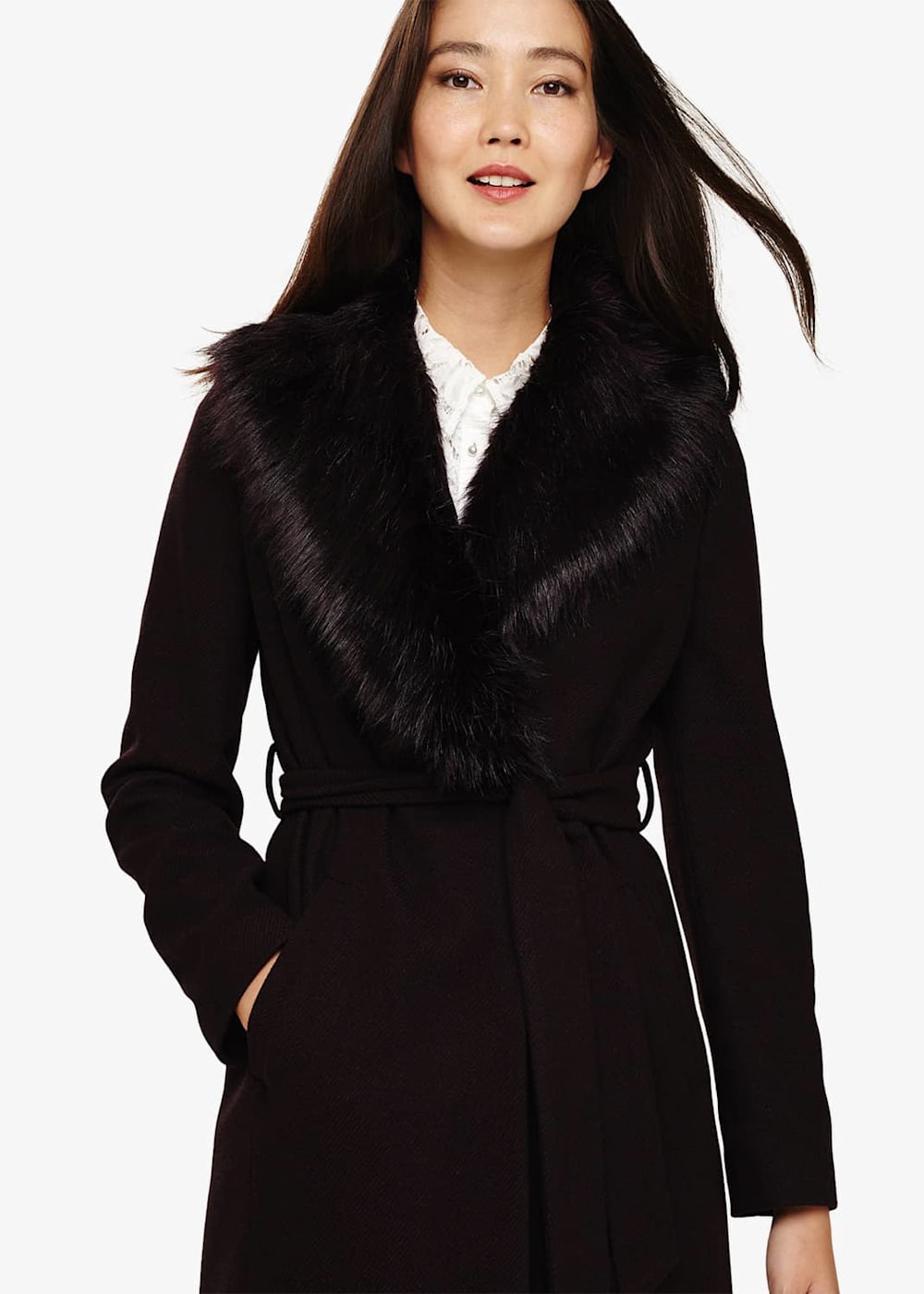 Fergie Faux Fur Collar Coat