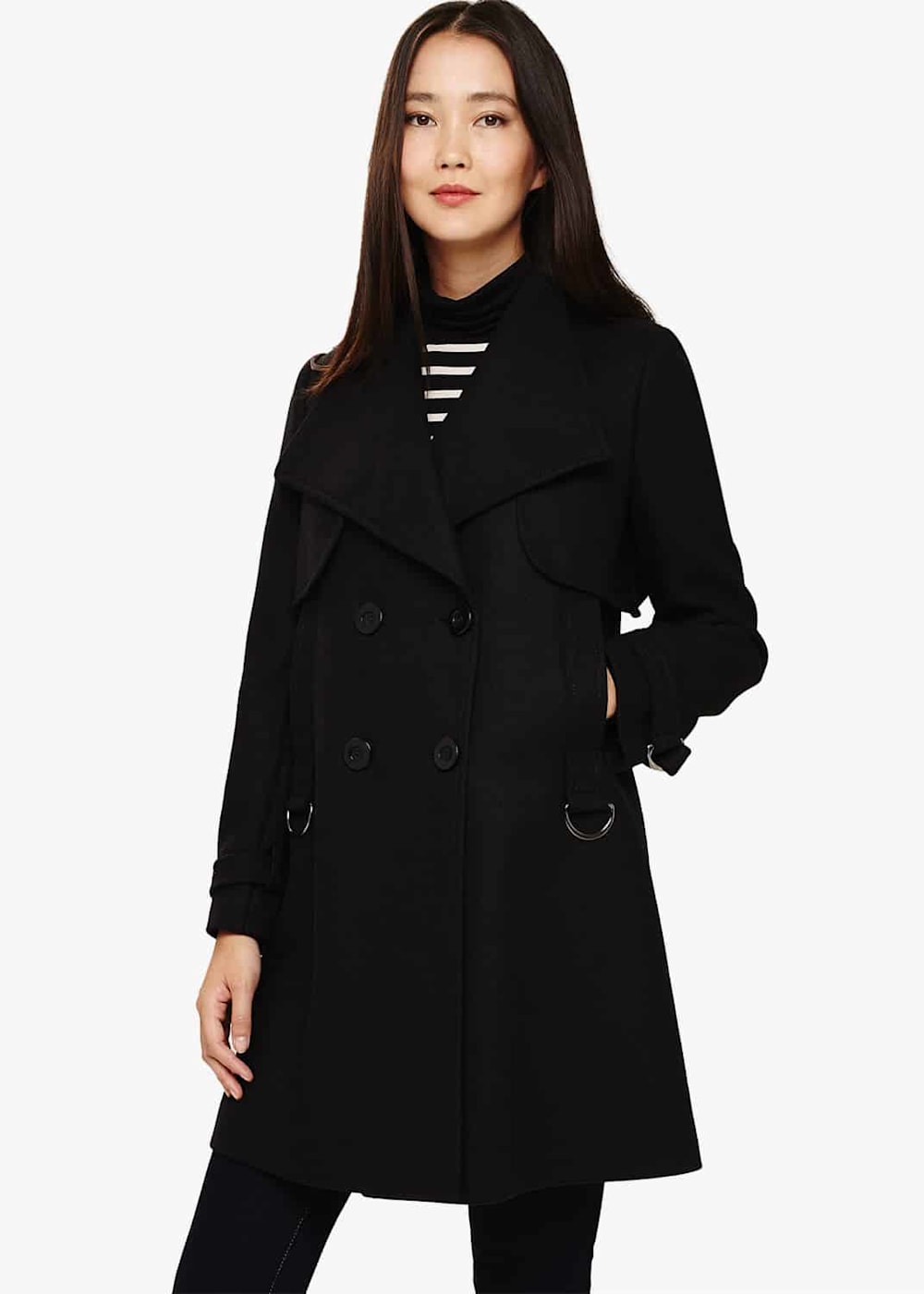 Black swing coat womens clearance