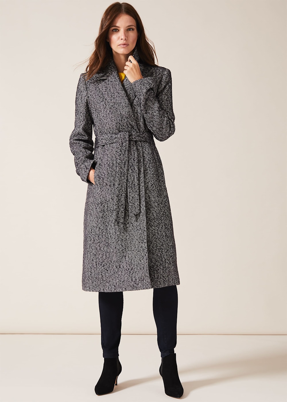 Tweed wrap coat top