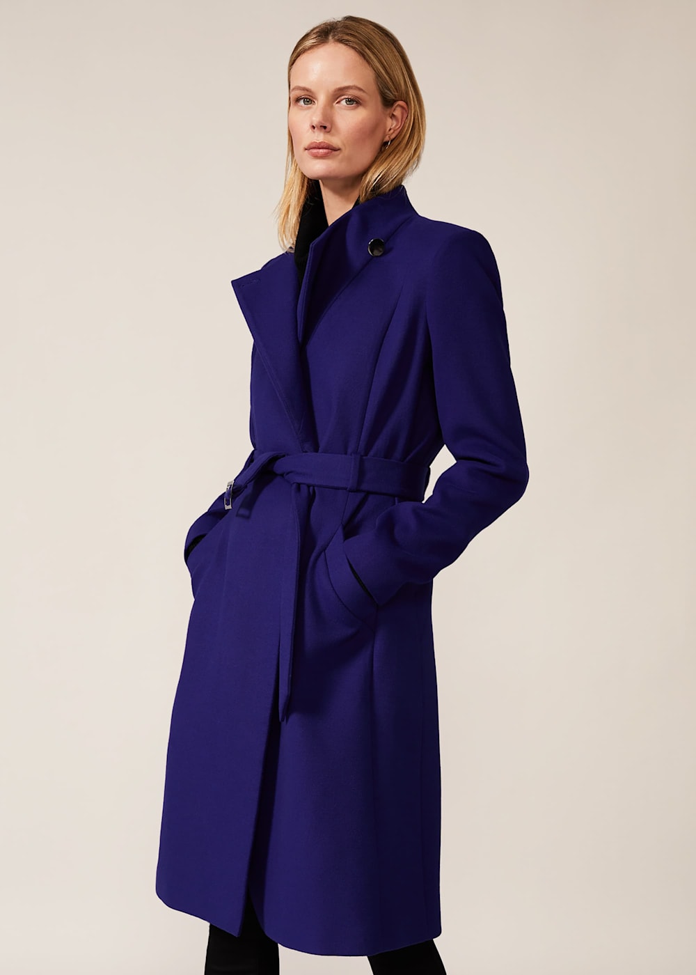 Stand up collar coat womens top