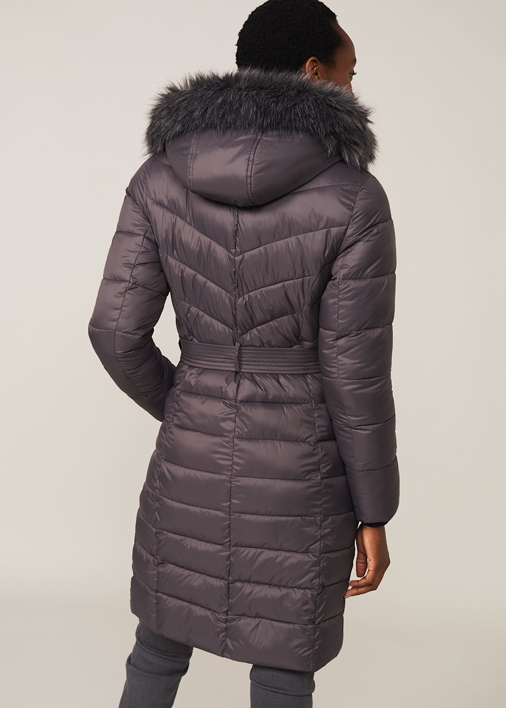 Long down high shine puffer coat sales