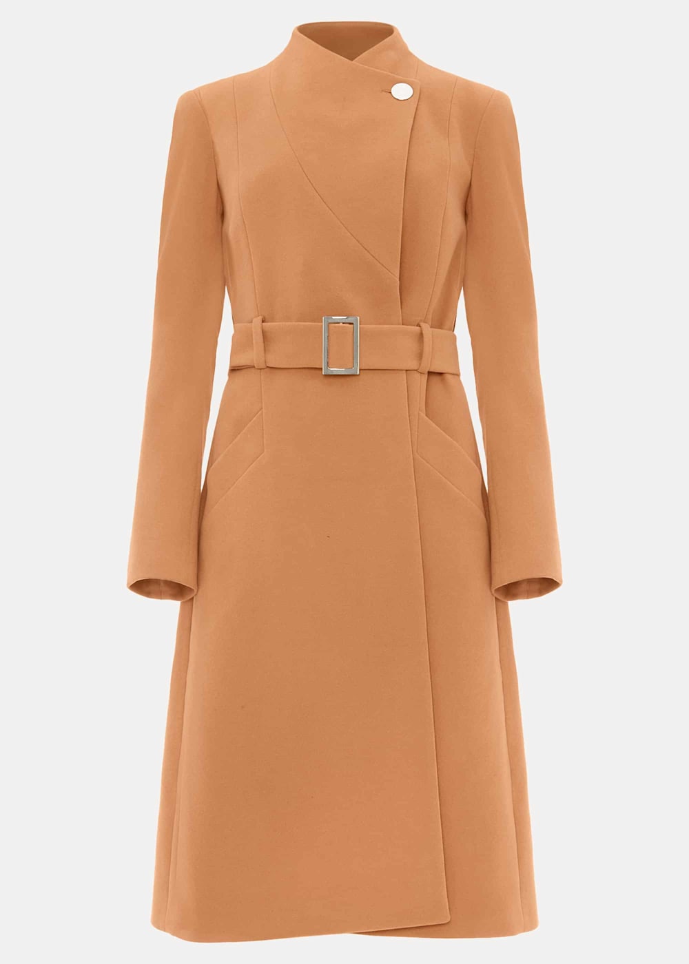 Stand collar camel coat cheap