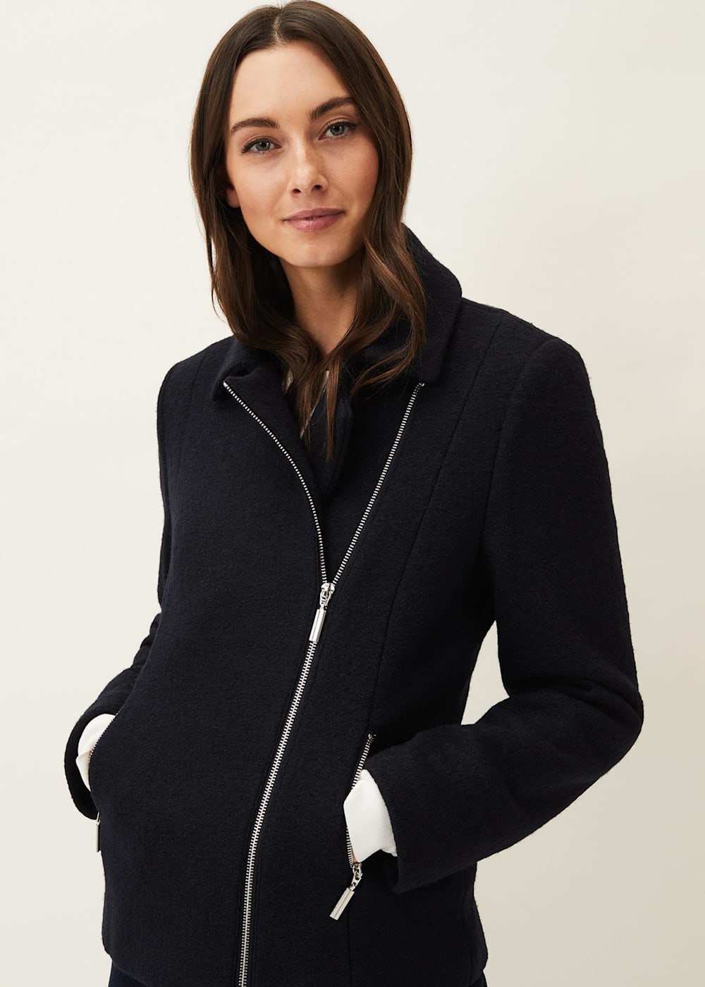 Black wool biker jacket shop