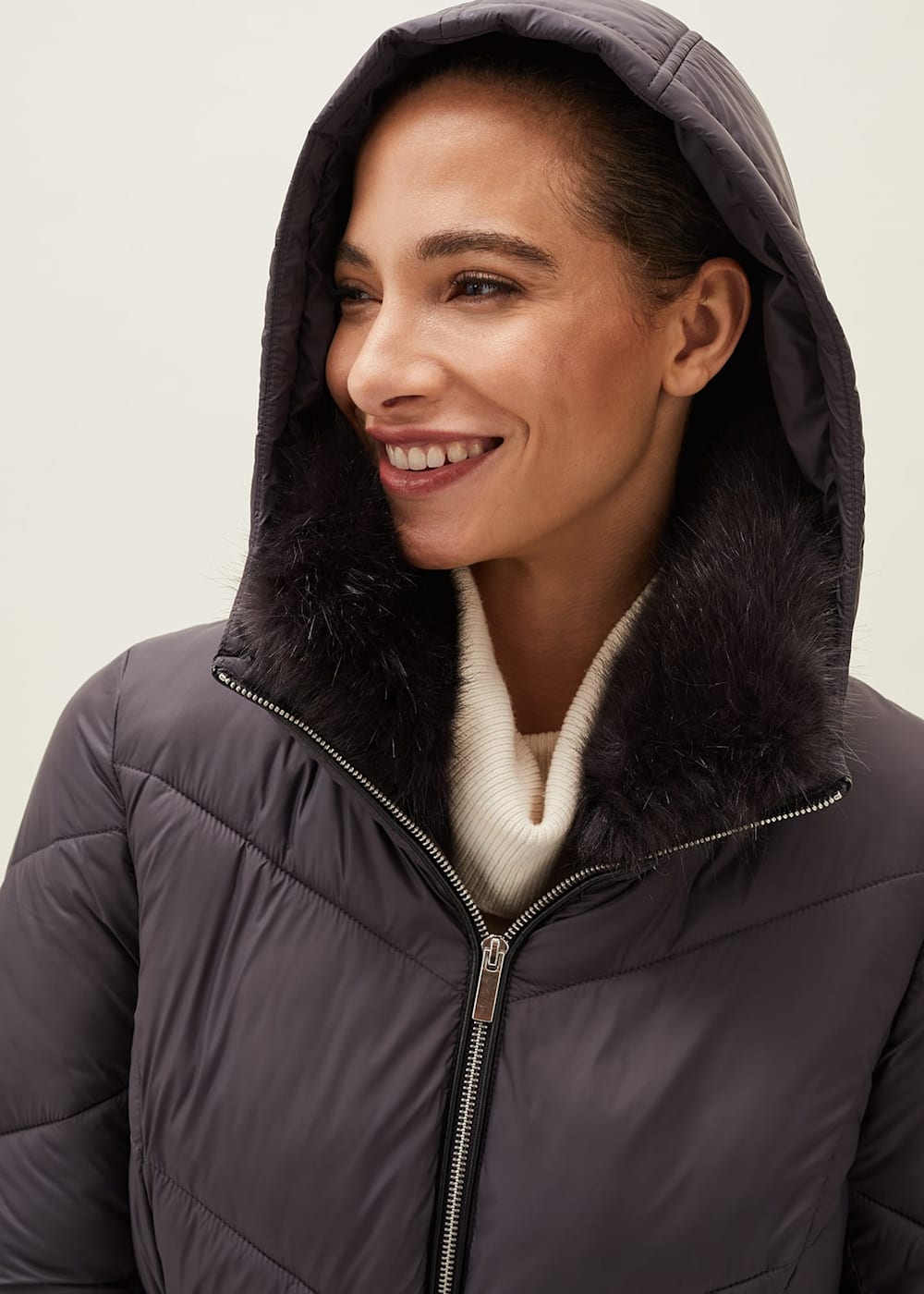 Petite hooded crop high shine coat sale