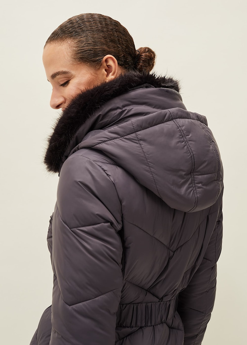 Petite hooded crop high shine coat sale