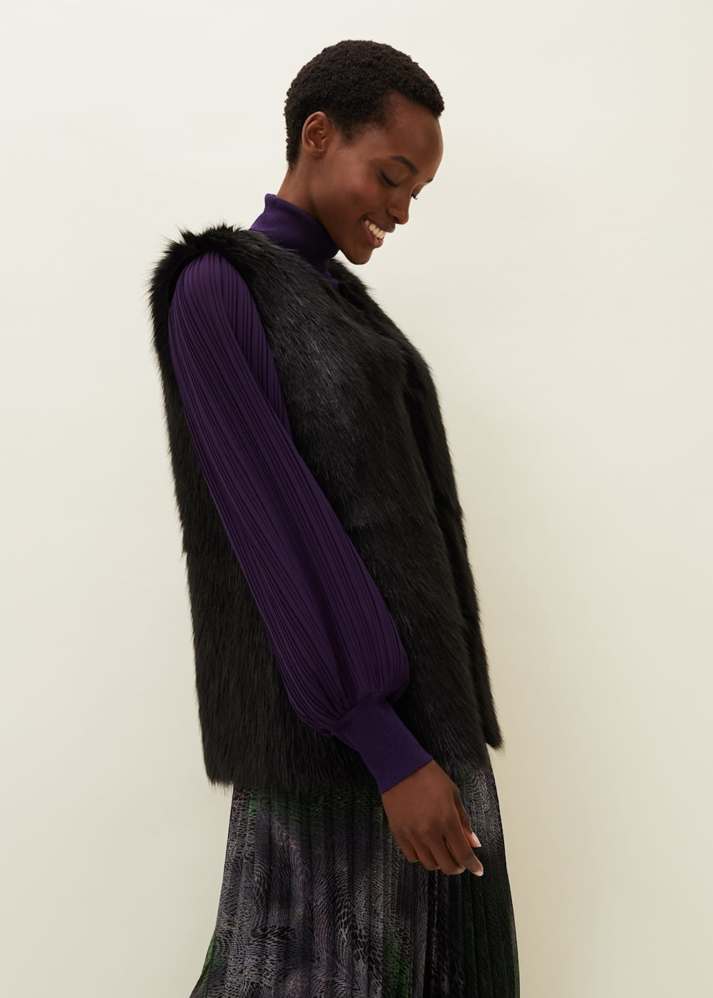 Ella Longline Reversible Faux Fur Gilet Phase Eight UK