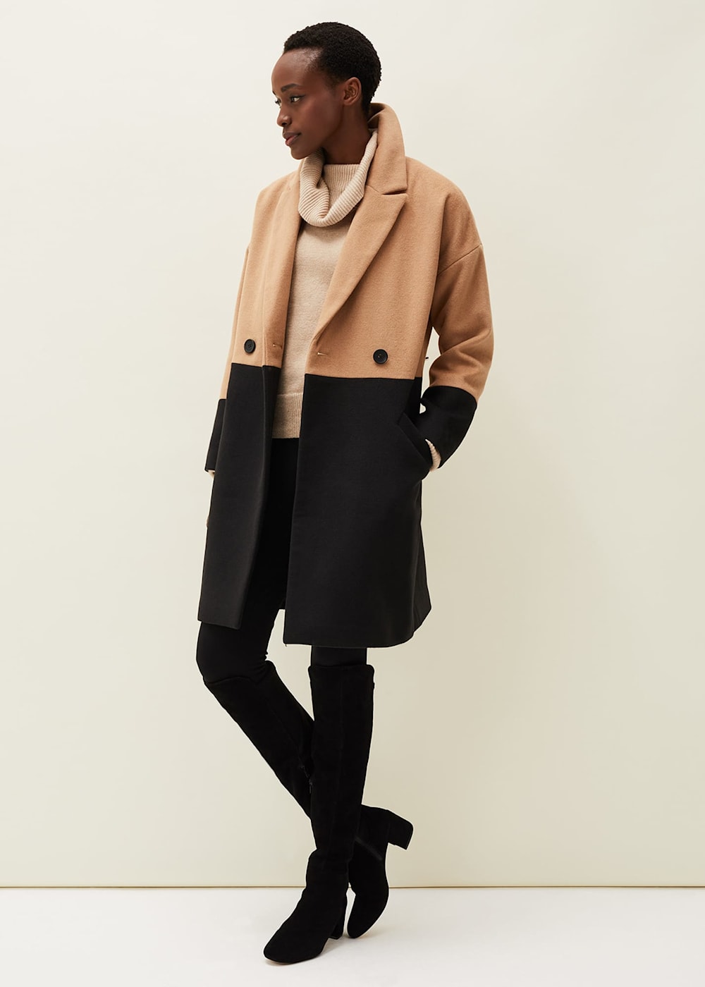 Emery Colourblock Wool Coat Phase Eight UK