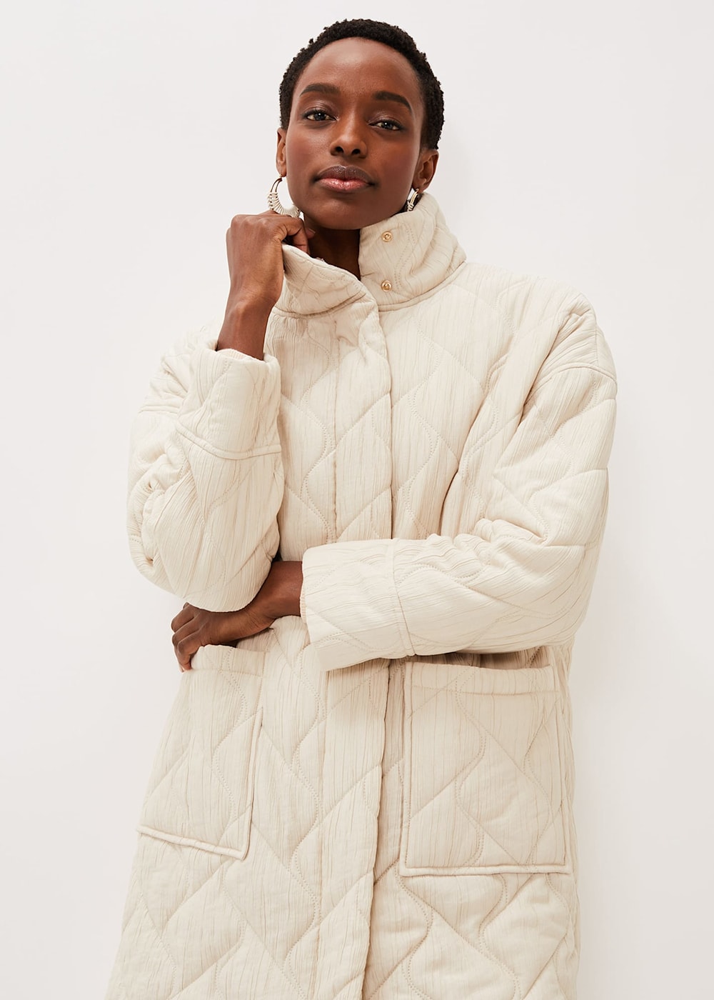 Fae Textured Quilted Longline Coat Phase Eight UK