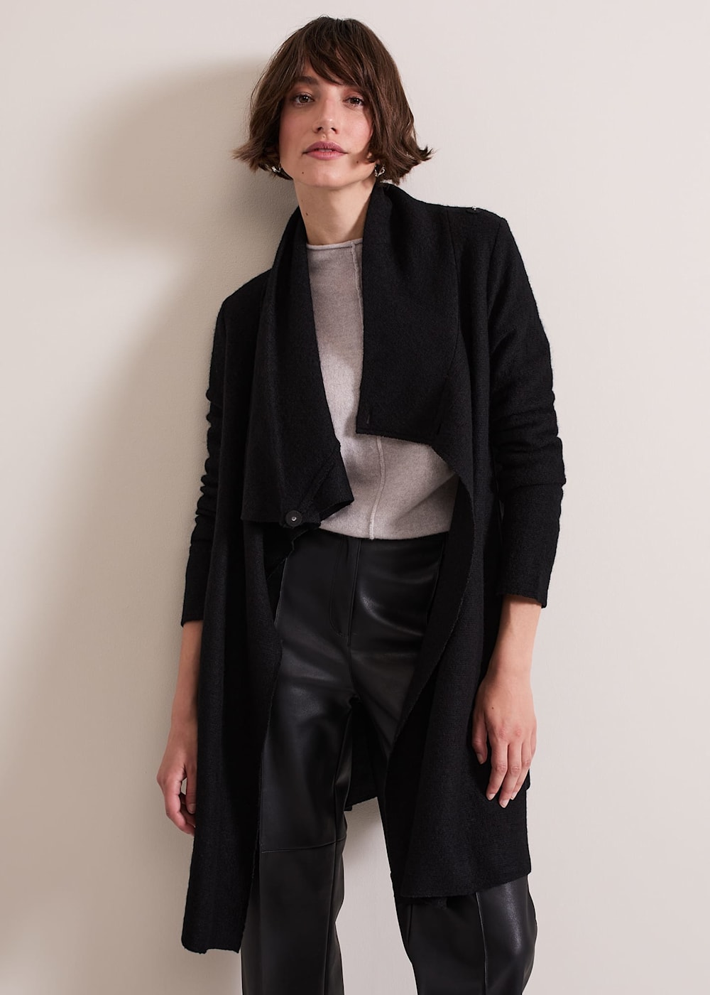 Black knit coat hot sale