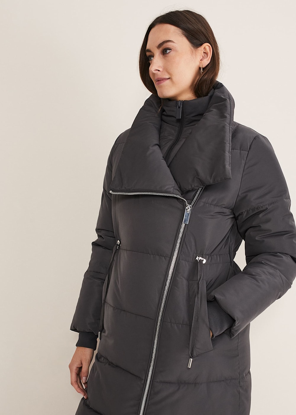 Asymmetrical puffer coat shop