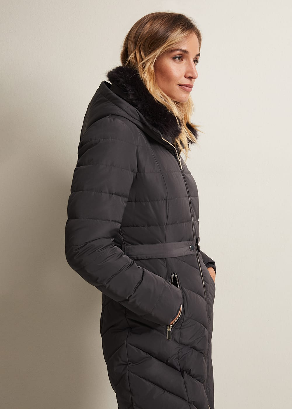 Bobbie Burgundy Puffer Coat Phase Eight UK