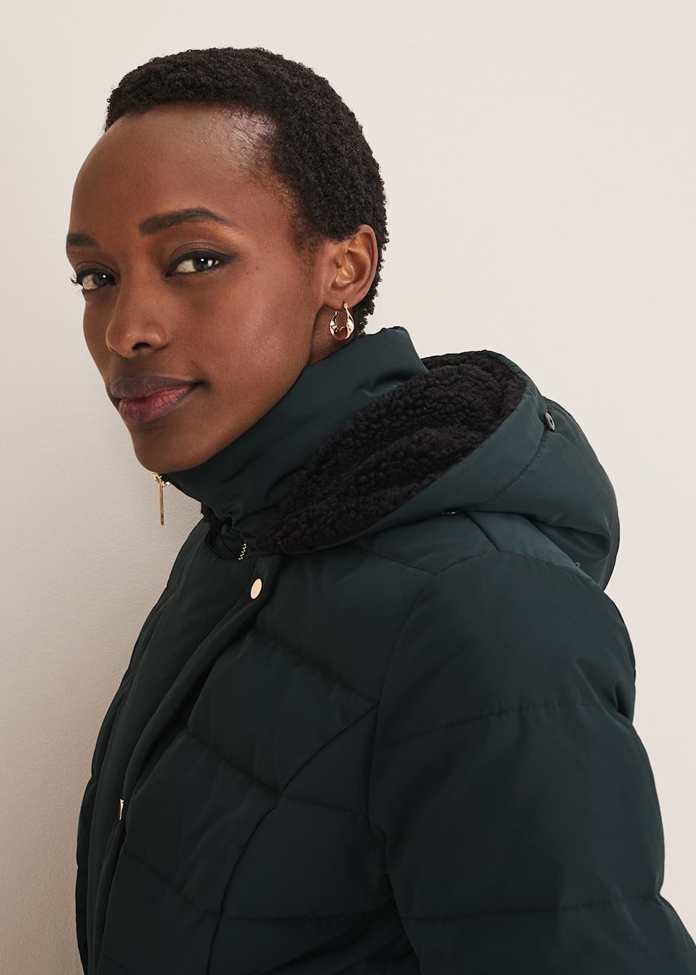 Short belted puffer coat shop