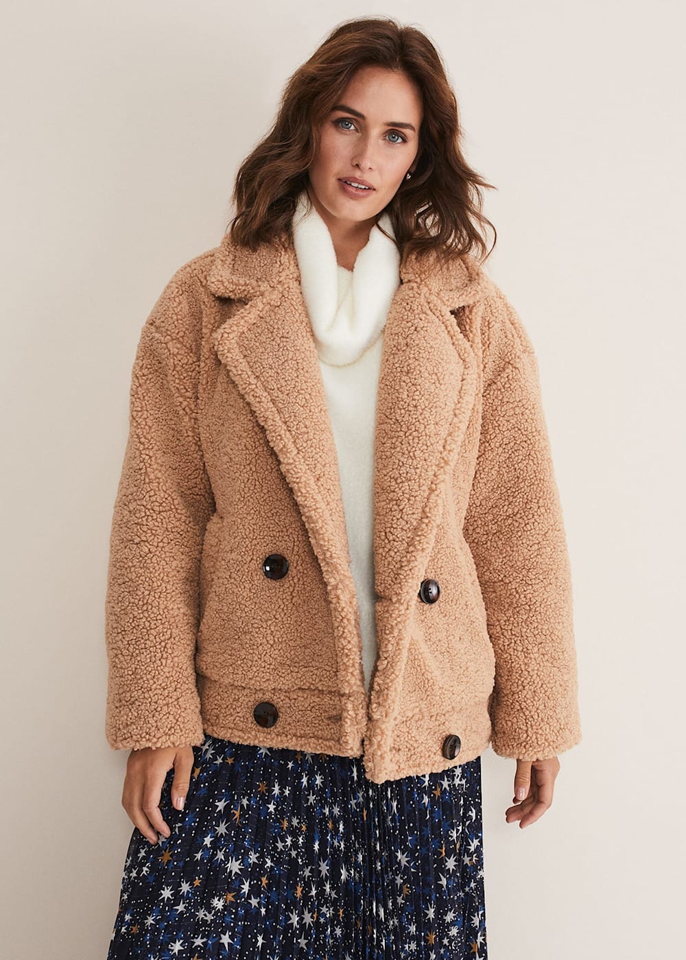 Teddy coat and short set deals