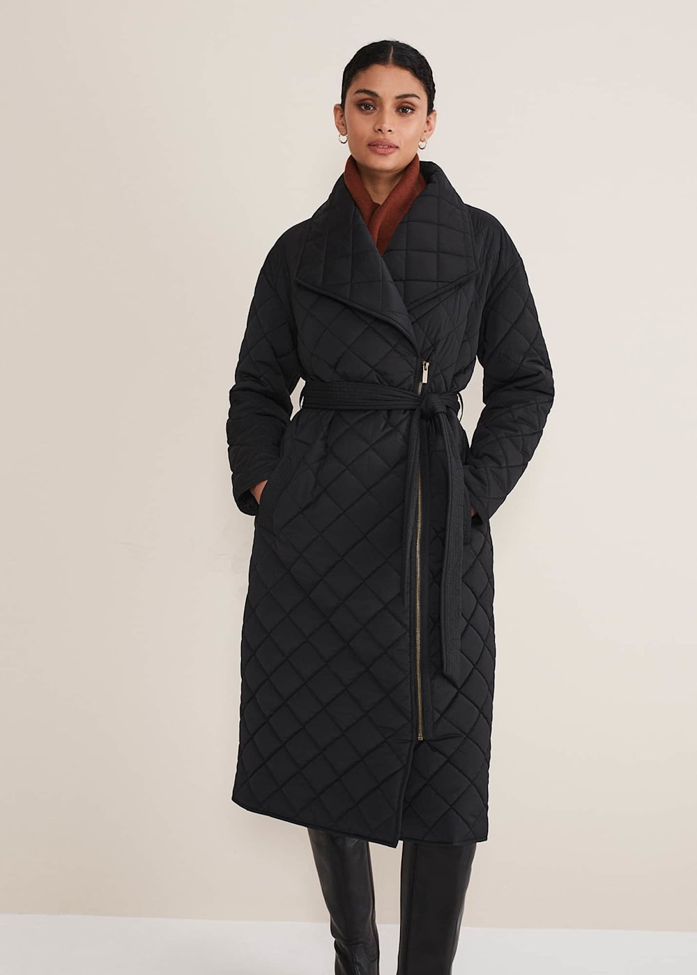 Black quilted puffer coat discount