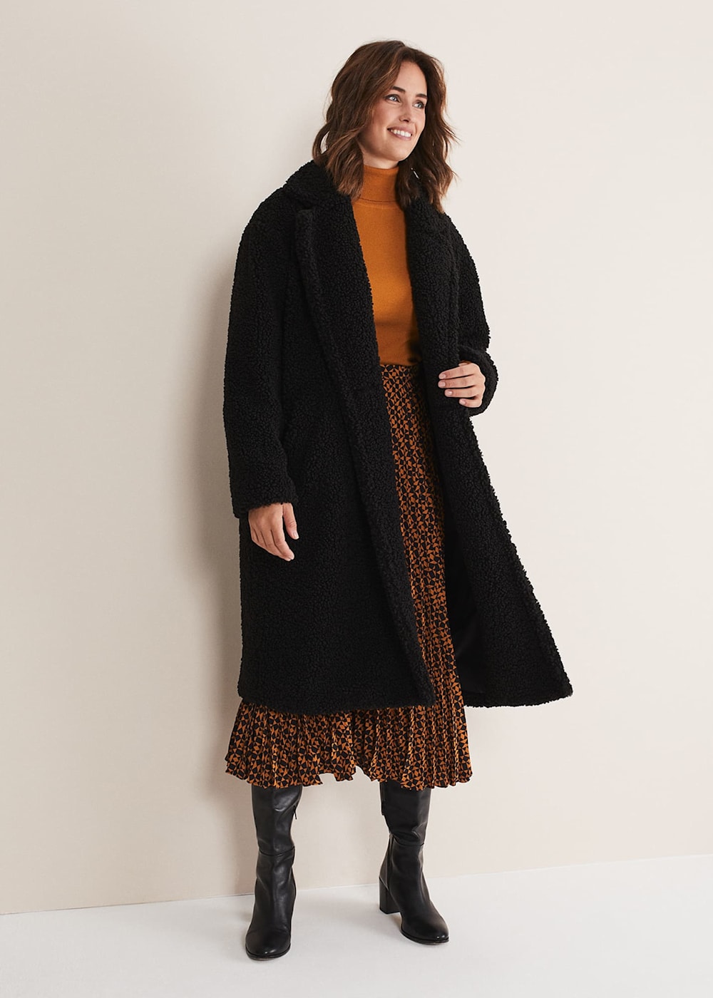 Longline teddy coat black best sale