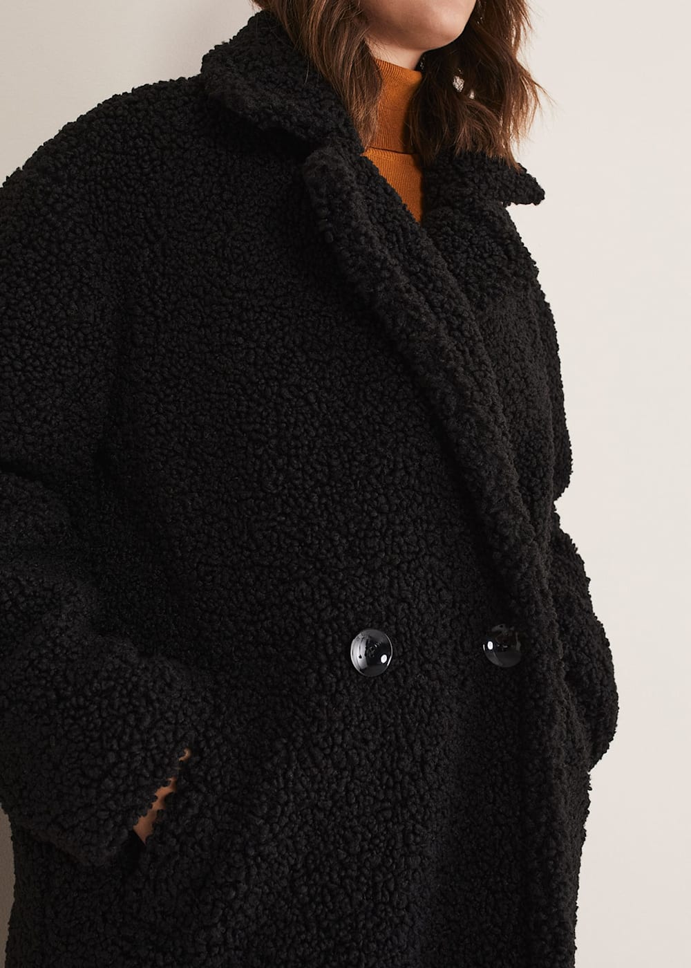 Longline teddy coat black shop