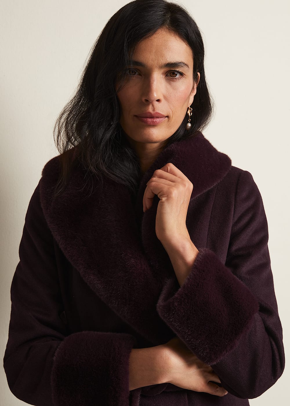 Zylah Faux Fur Collar Wool Smart Coat Phase Eight AU