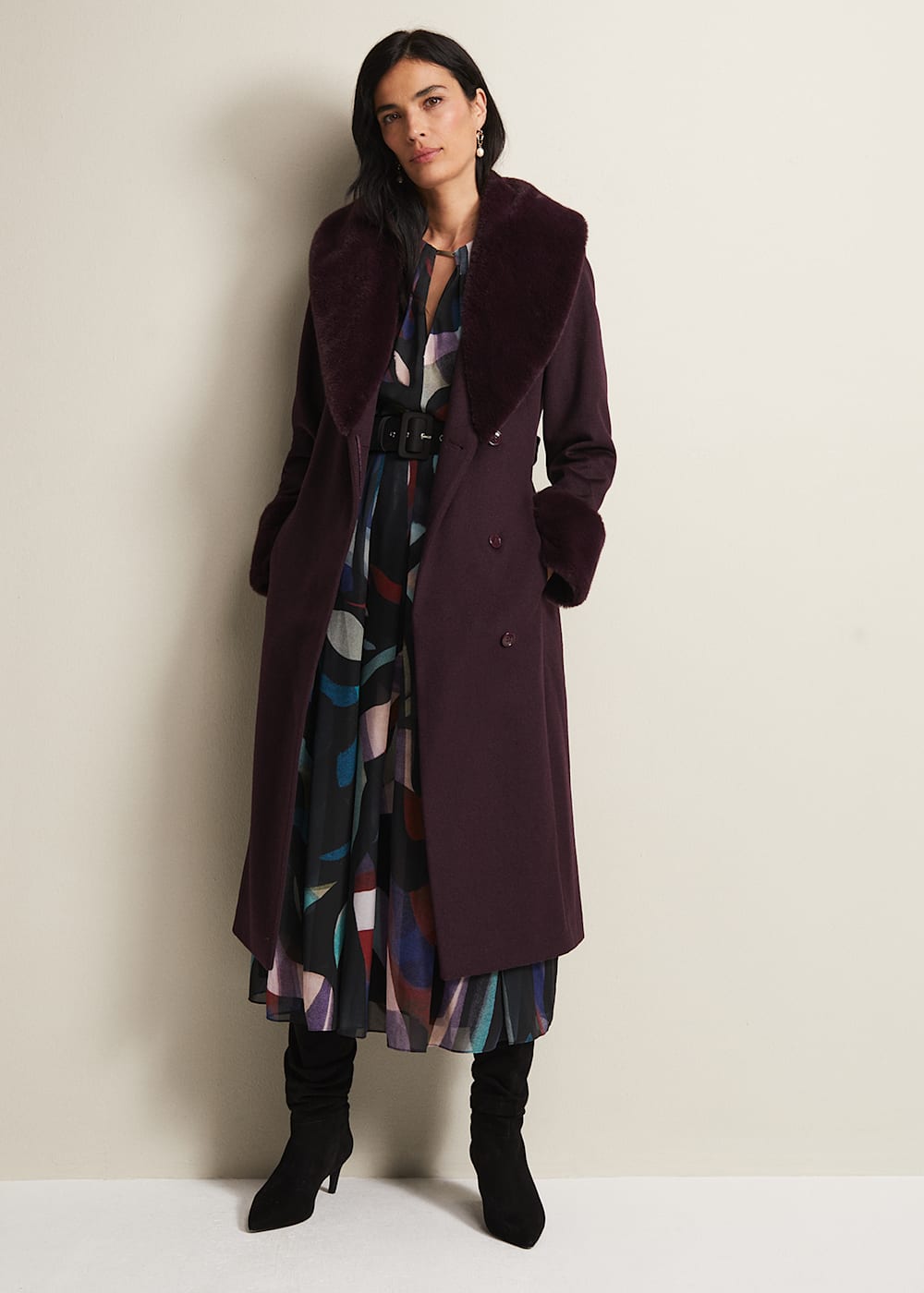 Zylah Faux Fur Collar Wool Smart Coat | Phase Eight UK |
