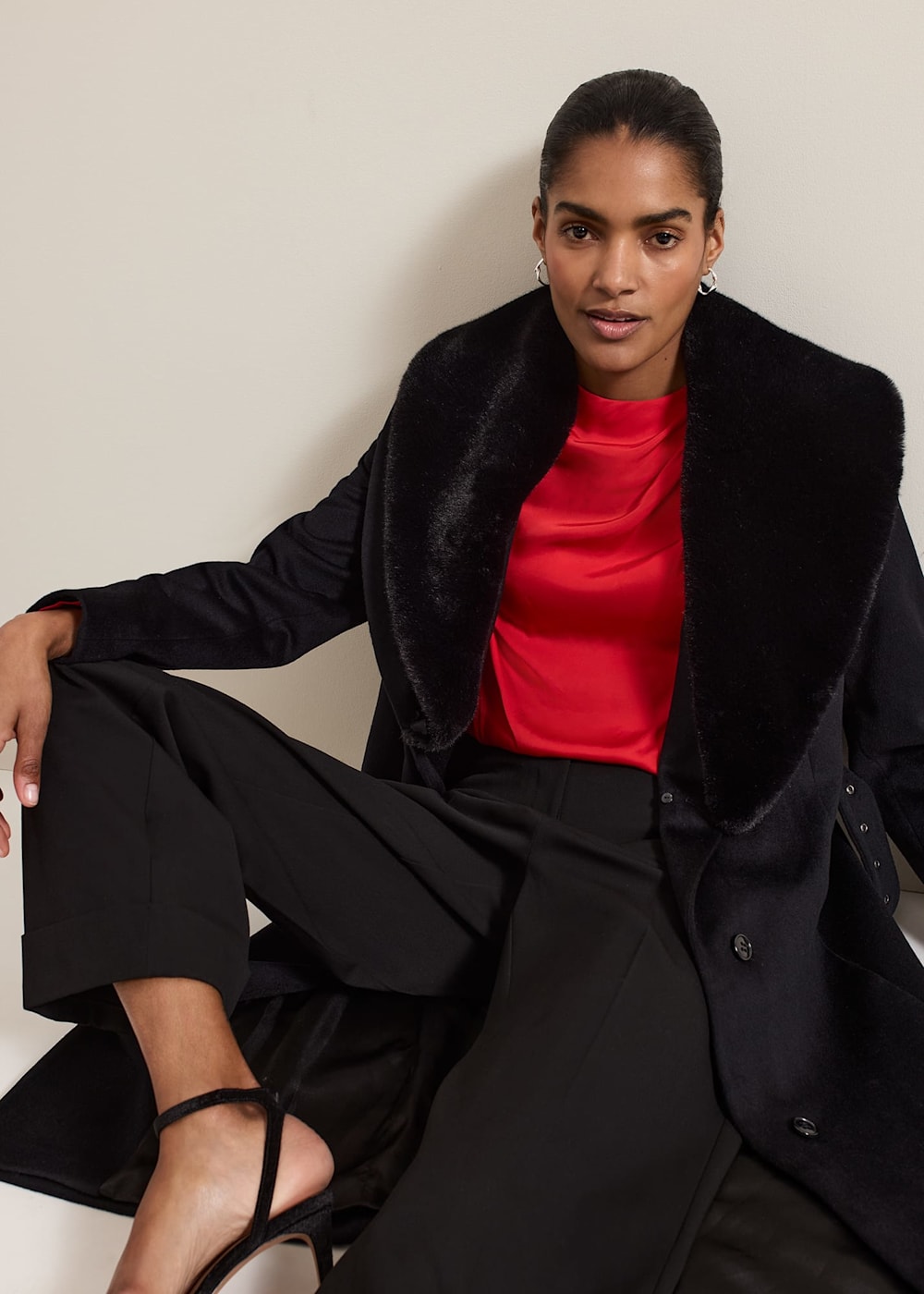 Phase eight faux fur coat top