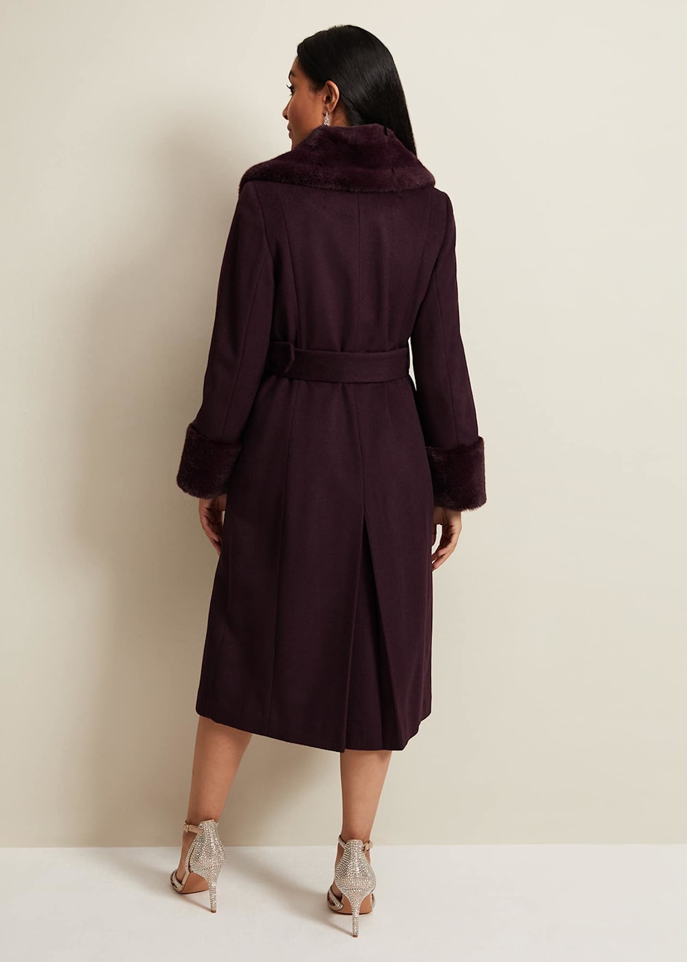 Petite Zylah Faux Fur Collar Wool Coat Phase Eight UK