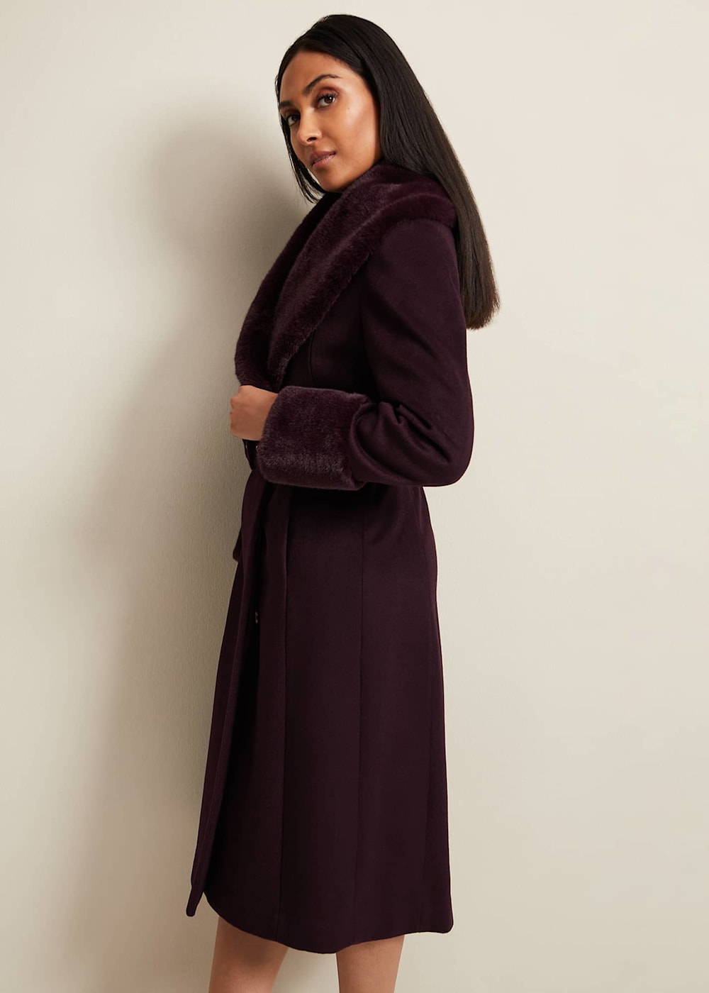Petite Zylah Faux Fur Collar Wool Coat Phase Eight UK