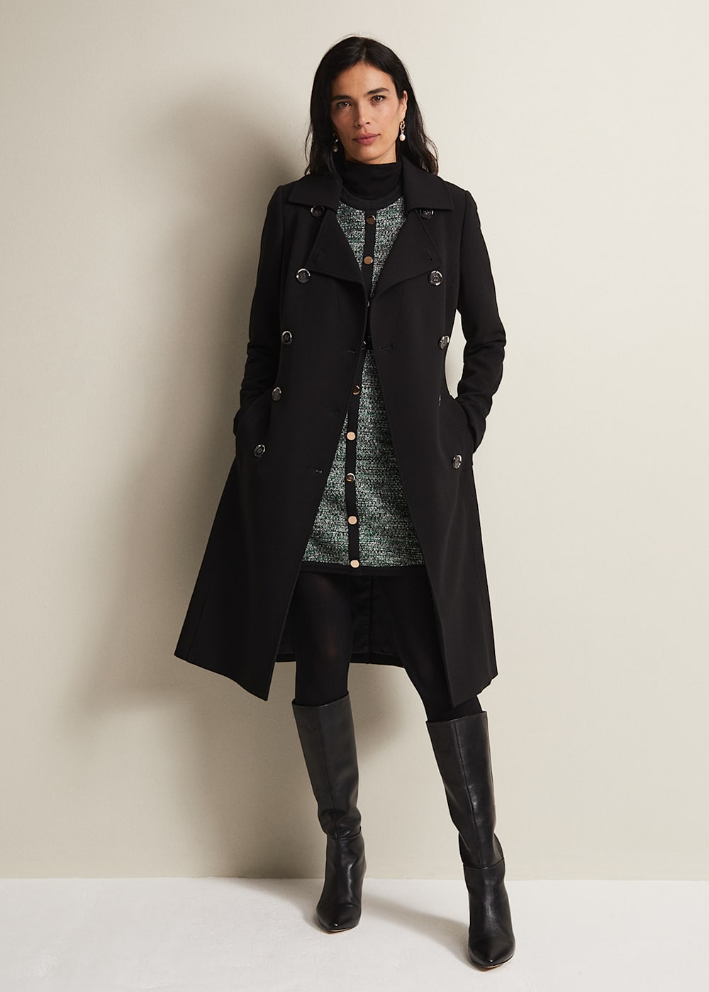 Layana Black Smart Trench Coat Phase Eight UK