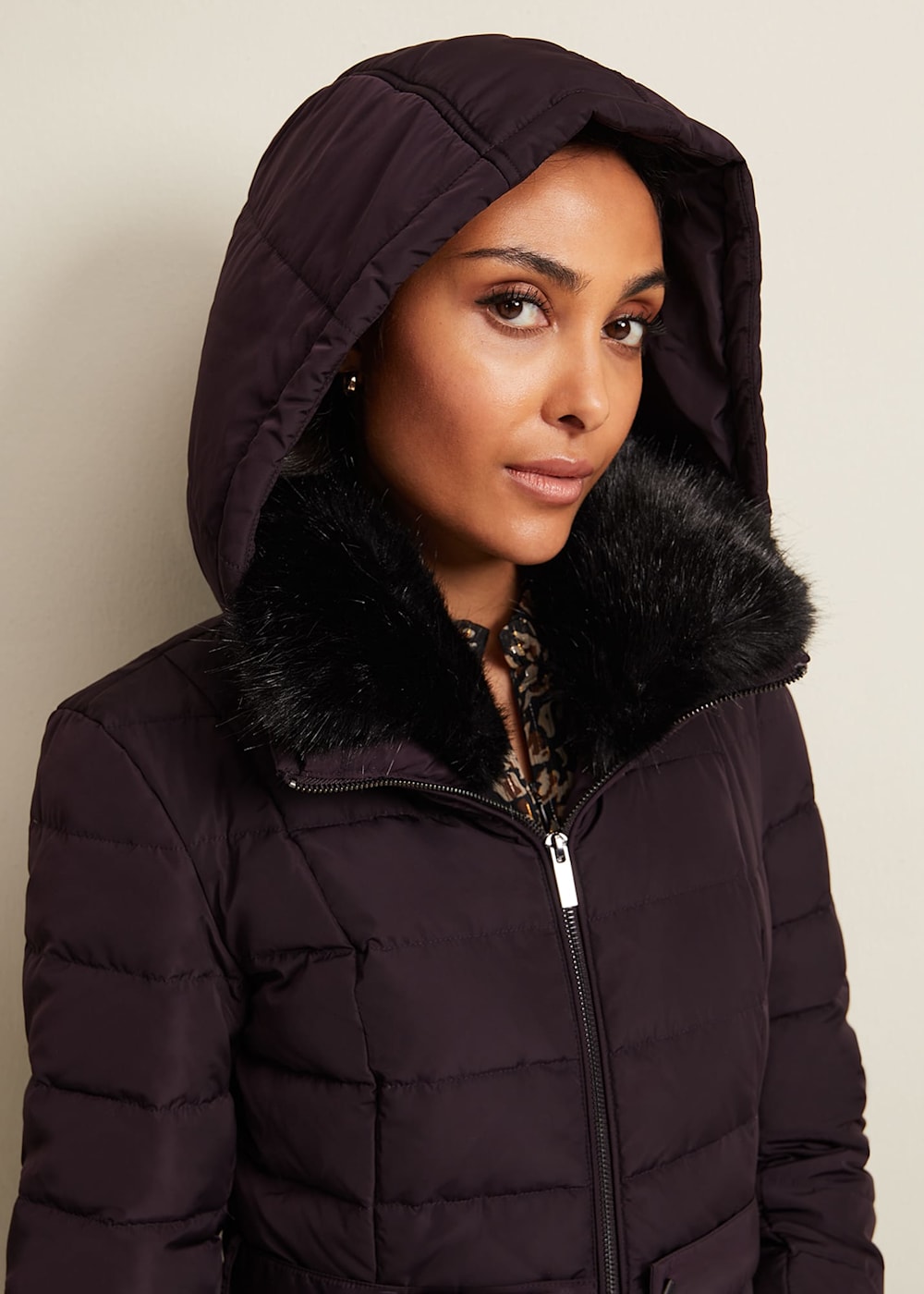 Petite Bobbie Burgundy Puffer Coat Phase Eight UK