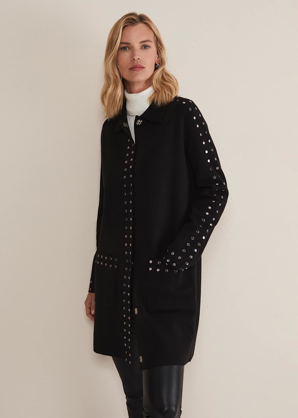 Cassidy Black Knitted Coat Phase Eight UK