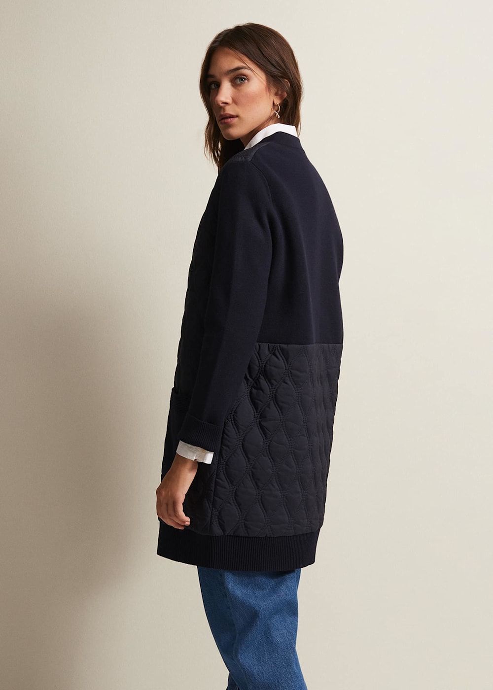 Zadie Navy Quilted Knit Coatigan Phase Eight ROW