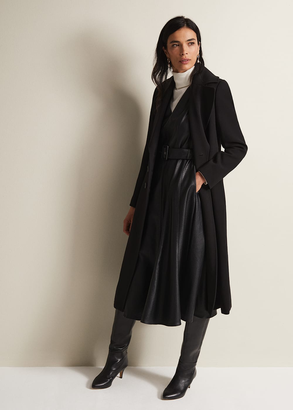 Smart long black coat online