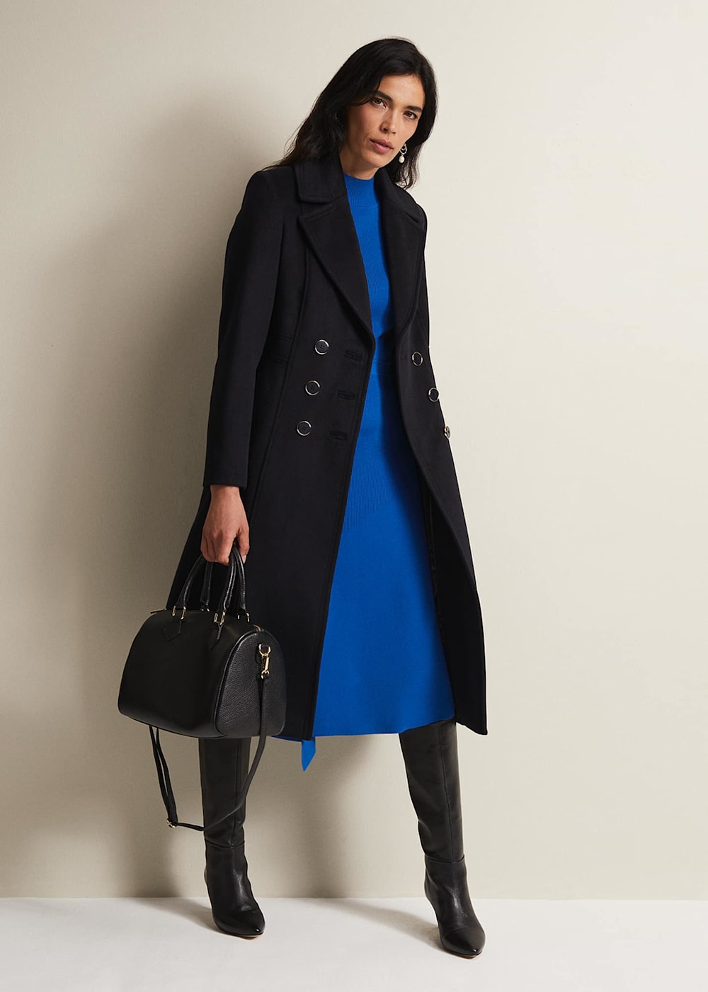 Sandra Wool Navy Long Smart Coat Phase Eight UK