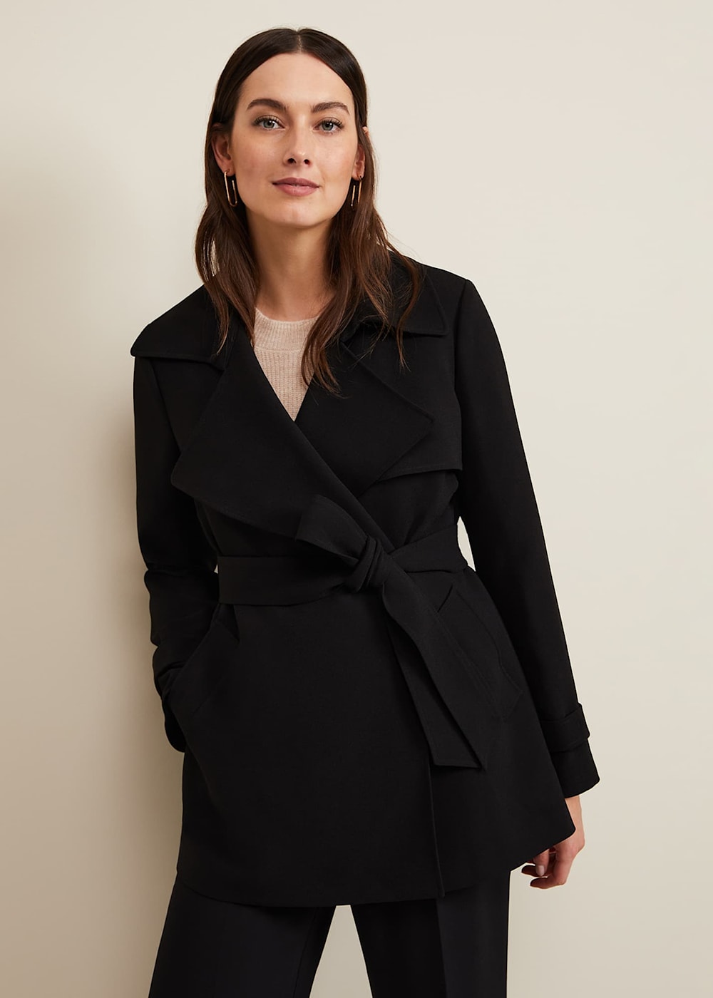 Demi Black Belted Jacket Phase Eight UK