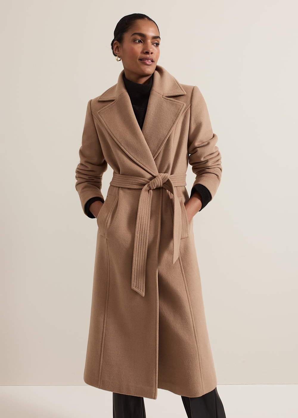 Livvy Wool Camel Trench Coat Phase Eight ROW