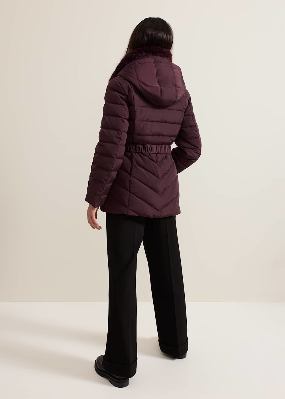 Phase Eight Bobbie Puffer Short Coat Dark Red Size 12