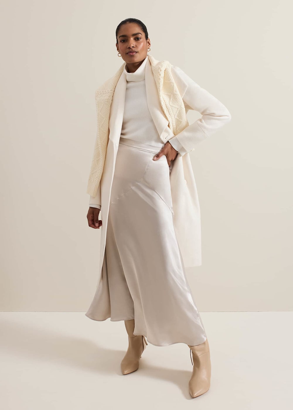 White belted wool coat sale