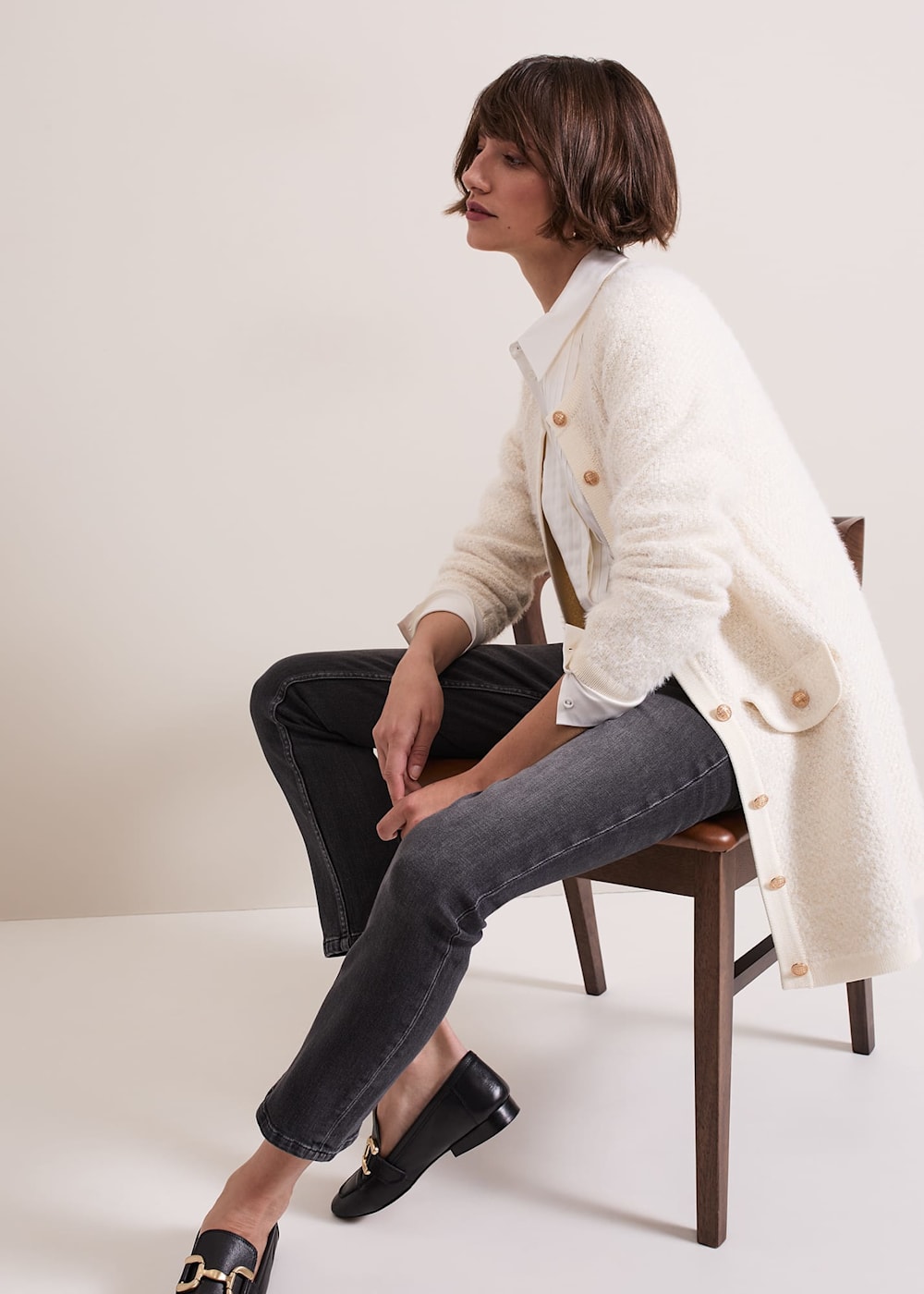 Laci Long Line Boucle Knit Coatigan Phase Eight UK