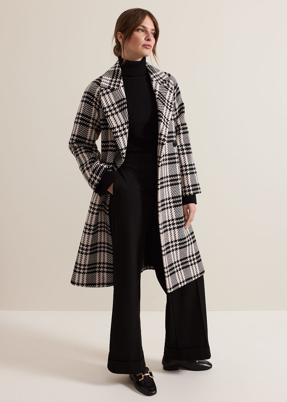 Petite Cassie Check Wool Wrap Coat Phase Eight UK