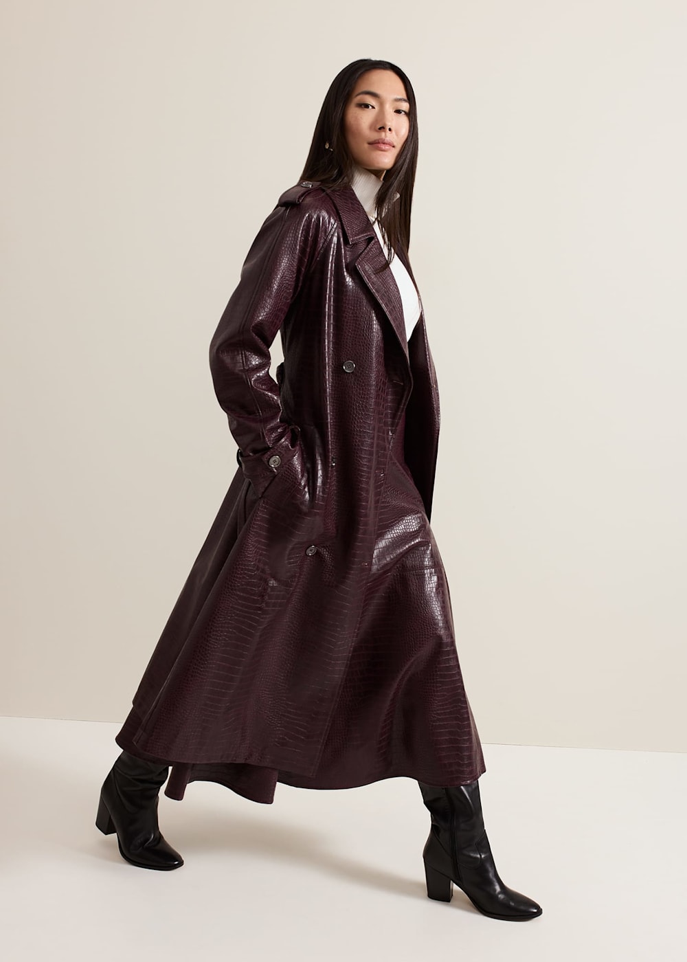 Carla Croc Pu Trench Coat Phase Eight UK