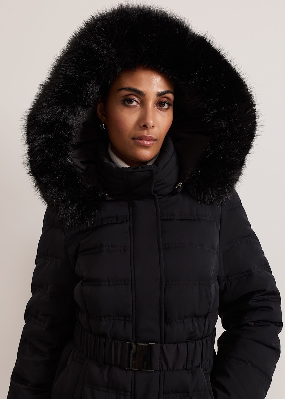 Petite Dixie Long Fur Hood Puffer Phase Eight UK