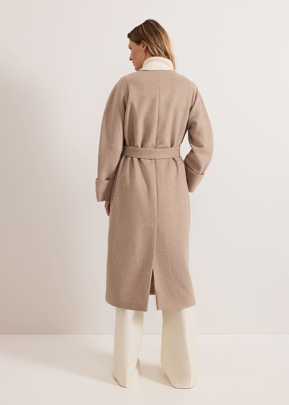 Aoife Collarless Wool Wrap Midi Coat Phase Eight UK