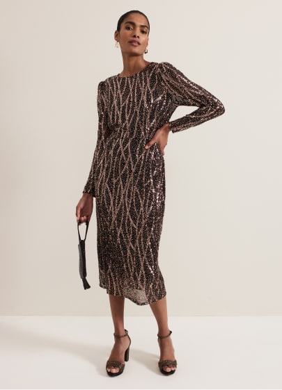 Woman wearing Phase Eight dress