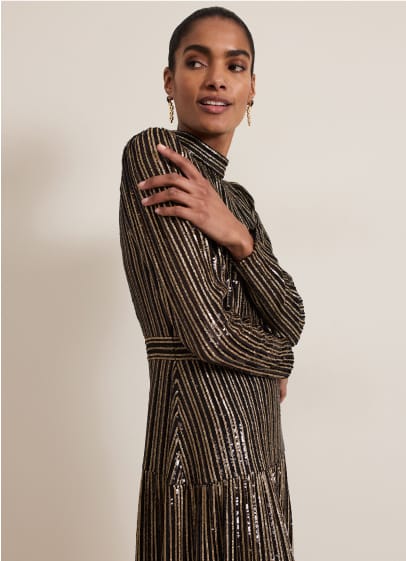 Woman wearing Phase Eight dress