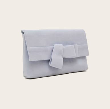 Phase Eight pale blue suede clutch