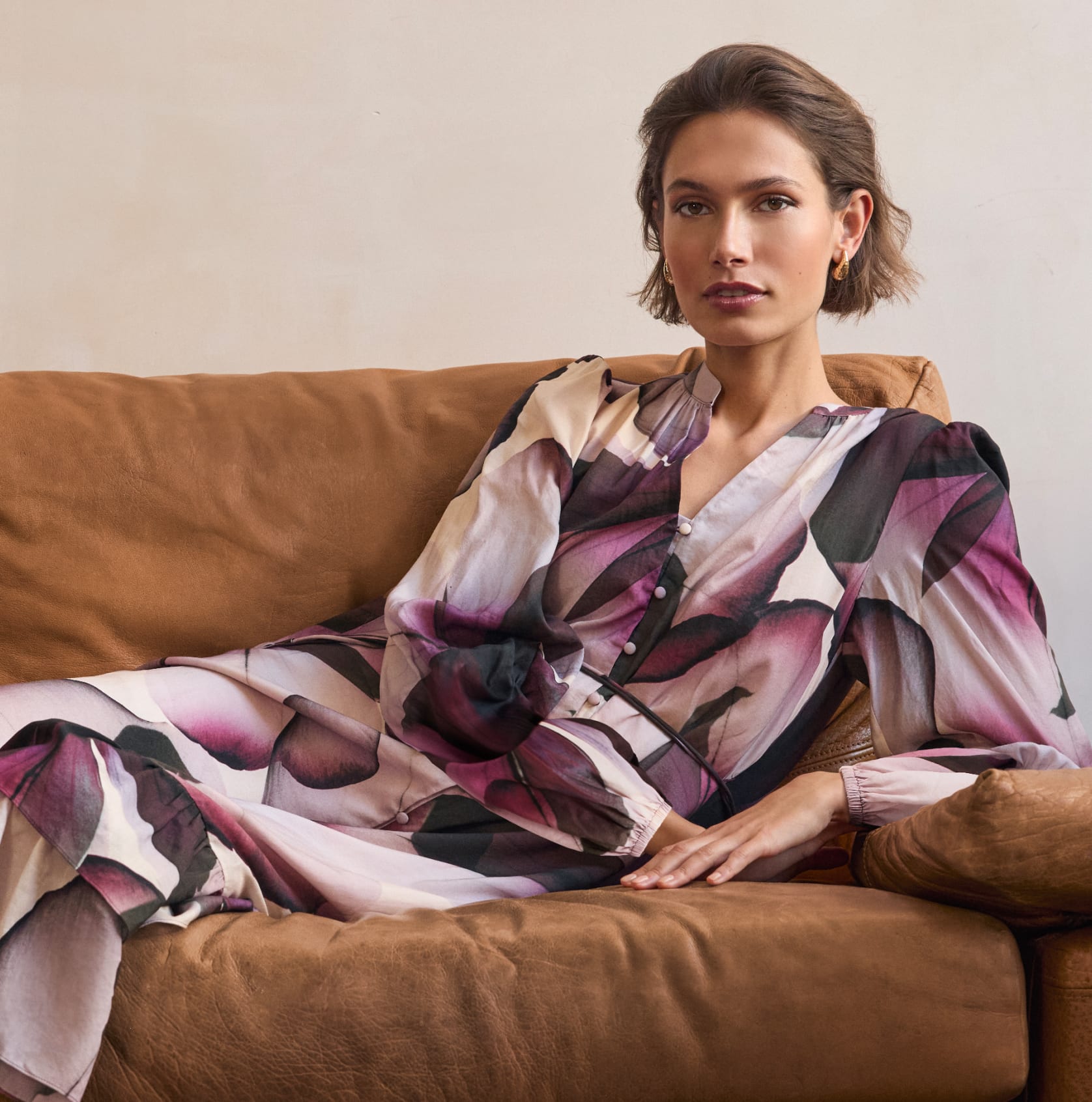 Woman wearing Phase Eight shirt dress
