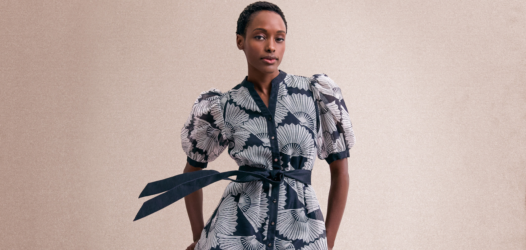 Woman wearing Phase Eight dress