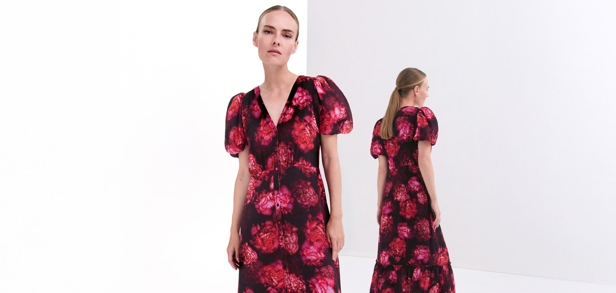 Woman wearing Phase Eight mini dress