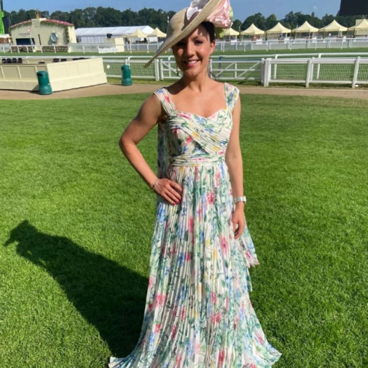 Woman wearing floral maxi dress