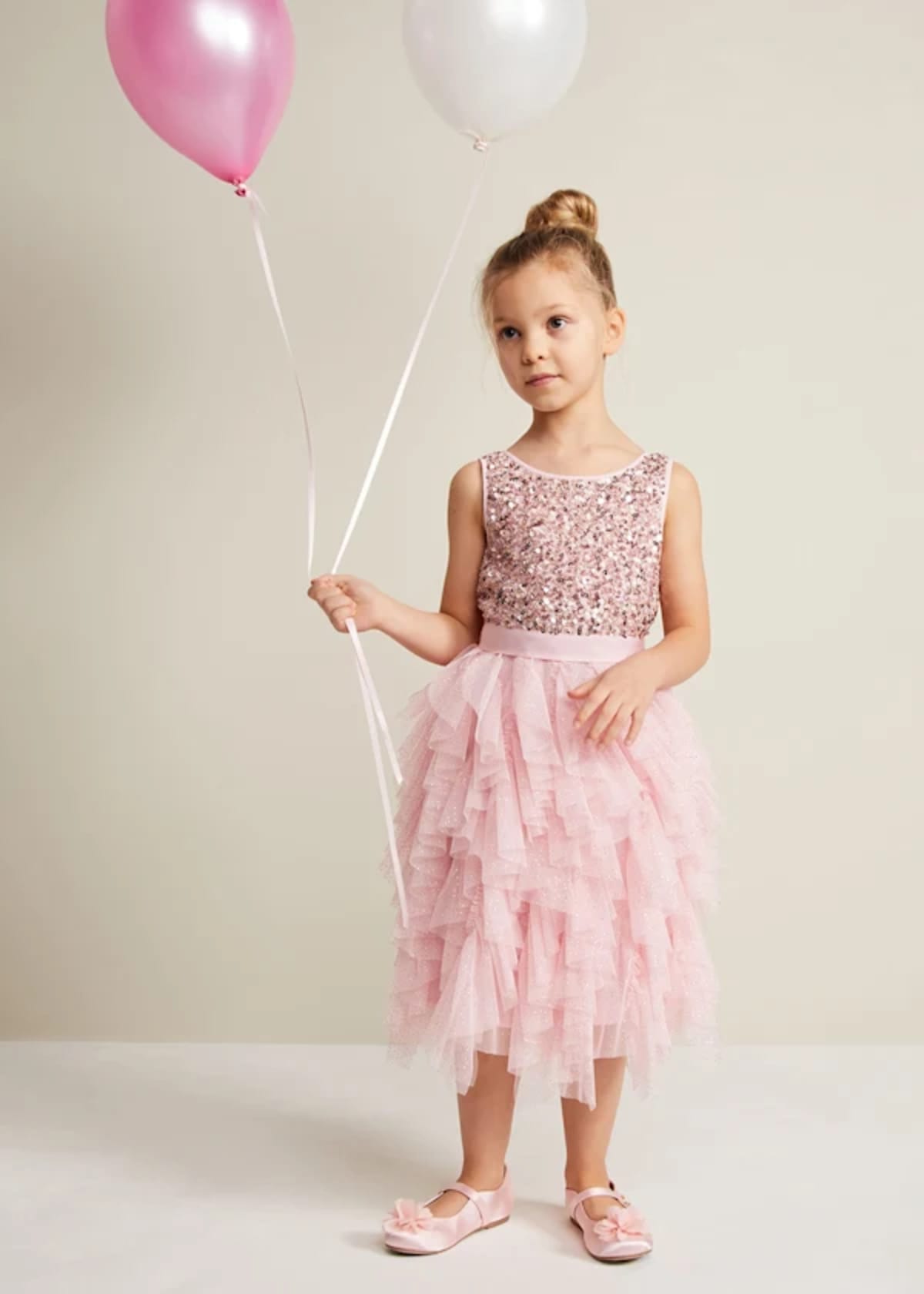 Child wearing Phase Eight Andrina Sequin Ruffle Dress